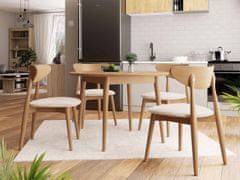 Veneti Okrúhly jedálenský stôl 100 cm so 4 stoličkami OLMIO 1 - prírodné drevo / béžový