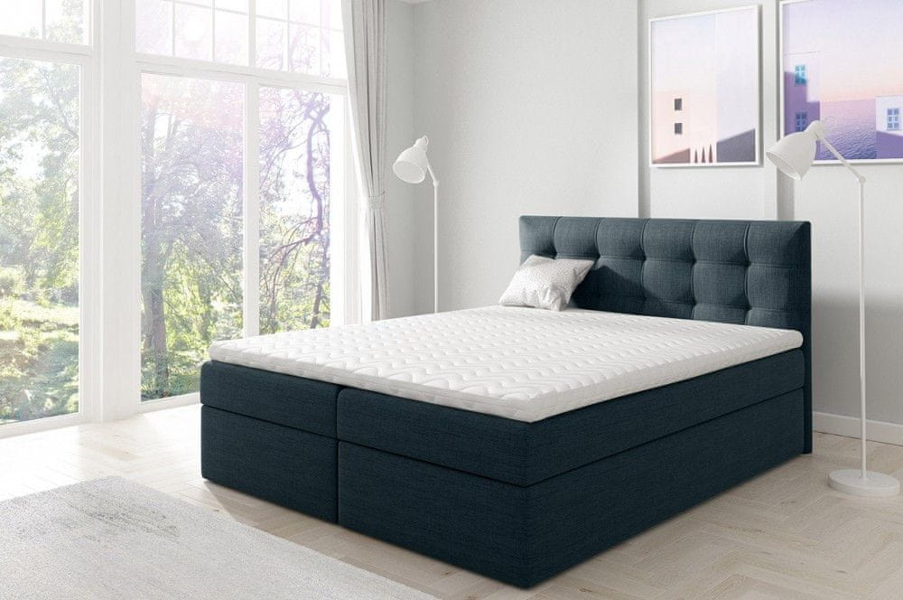 Veneti Boxspringová jednolôžková posteľ 120x200 TOMASA 1 - modrá 1 + topper ZDARMA