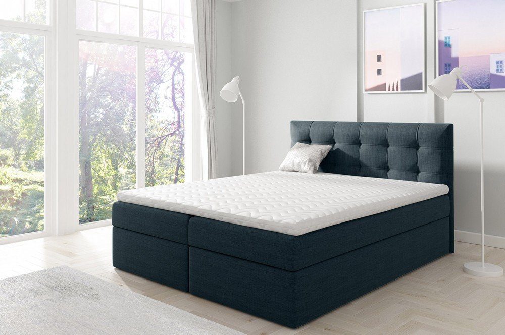 Veneti Boxspringová manželská posteľ 200x200 TOMASA 1 - modrá 1 + topper ZDARMA