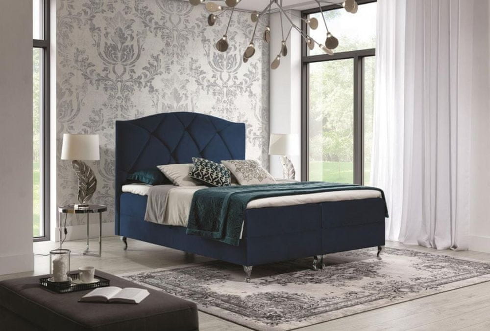 Veneti Kontinentálna posteľ 140x200 BENITA - modrá + topper ZDARMA