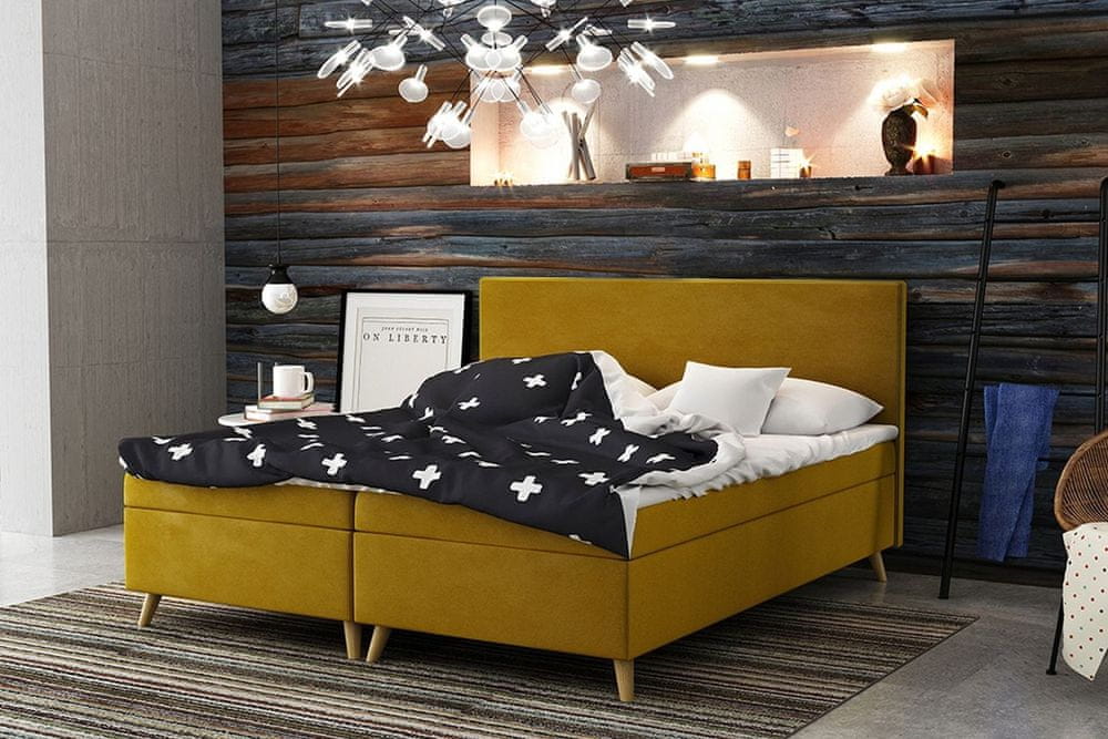 Veneti Čalúnená posteľ BLAIRE - 180x200, žltá