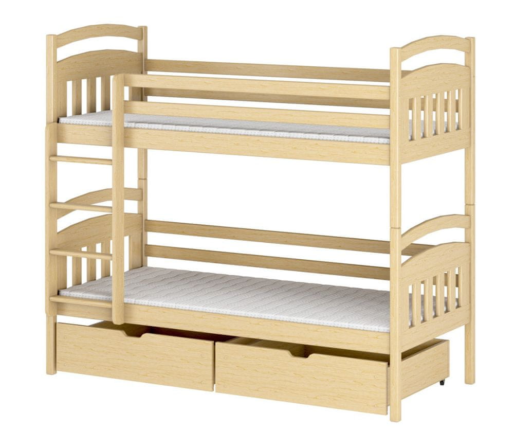 Veneti Detská poschodová posteľ s úložným priestorom LUCIE - 80x160, borovica