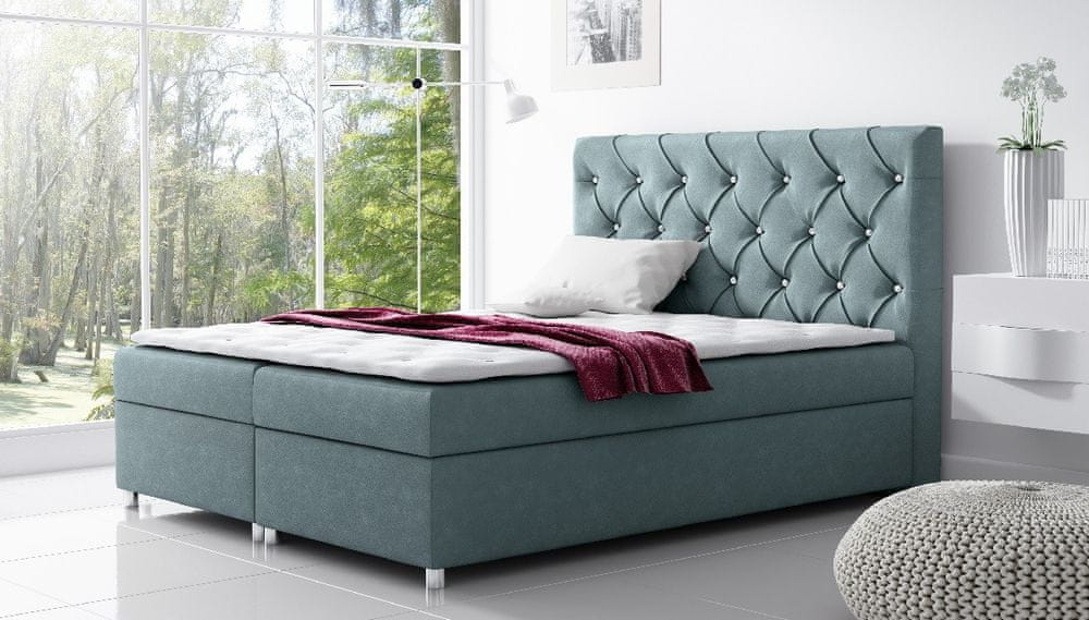 Veneti Čalúnená posteľ s úložným priestorom Vivien modrá 120 + topper zdarma