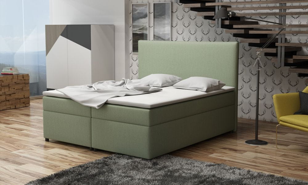 Veneti Boxspringová posteľ 180x200 s nožičkami 5 cm MIRKA - zelená