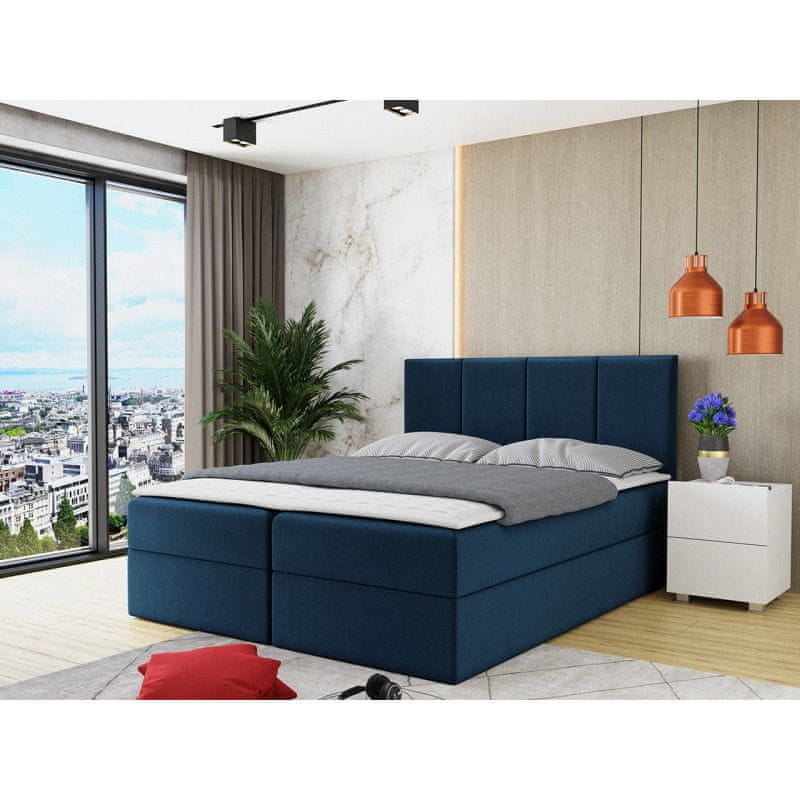Veneti Kontinentálna manželská posteľ 140x200 CARMELA - modrá + topper ZDARMA