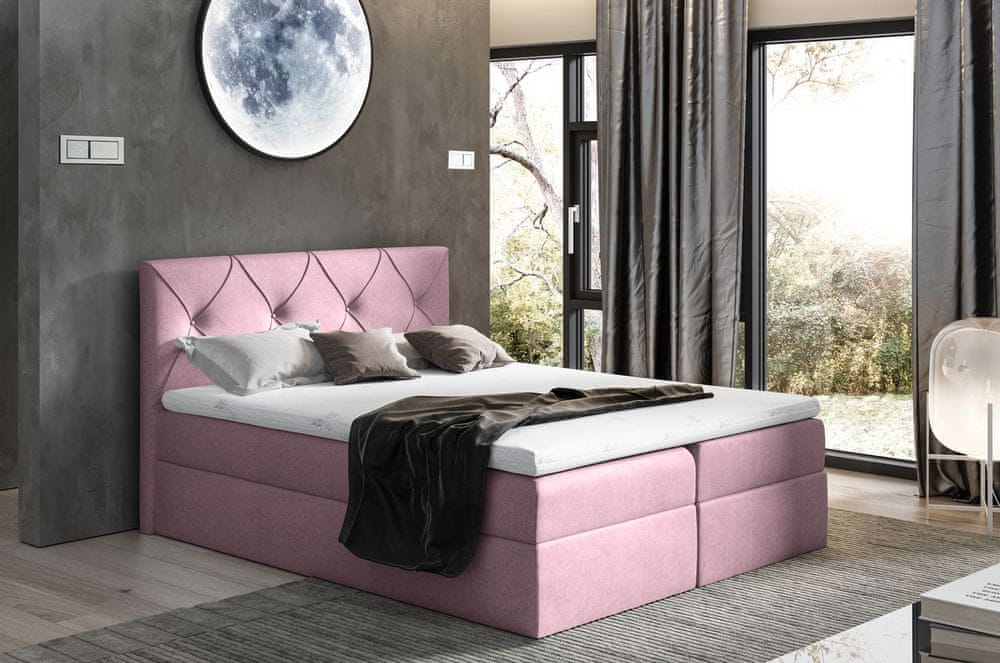 Veneti Elegantná kontinentálna posteľ 180x200 CARMEN - fialová 1 + topper ZDARMA