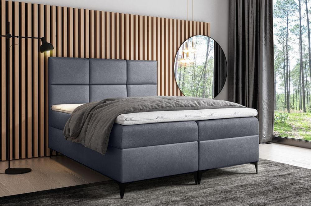 Veneti Dizajnová čalúnená posteľ Fiza s úložným priestororm šedá 160 x 200 + topper zdarma
