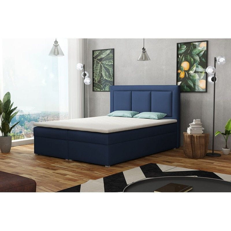 Veneti Manželská kontinentálna posteľ 160x200 GOSTORF 1 - tmavá modrá + topper ZDARMA