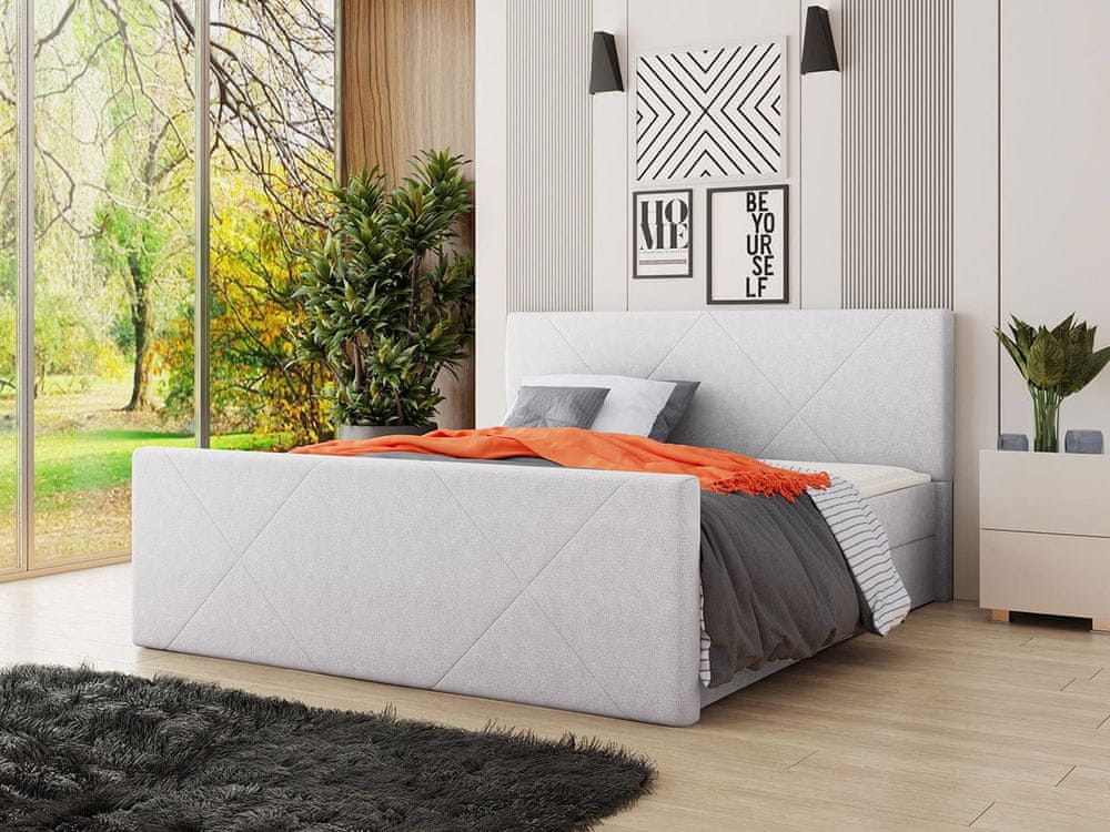 Veneti Americká posteľ s úložným priestorom 140x200 RANON 4 - svetlá šedá + topper ZDARMA