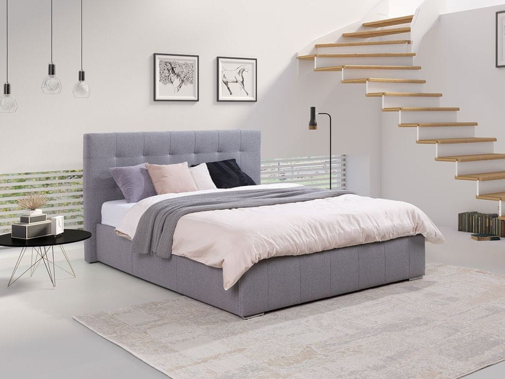 Veneti Manželská posteľ s roštom 180x200 MELDORF - svetlá šedá
