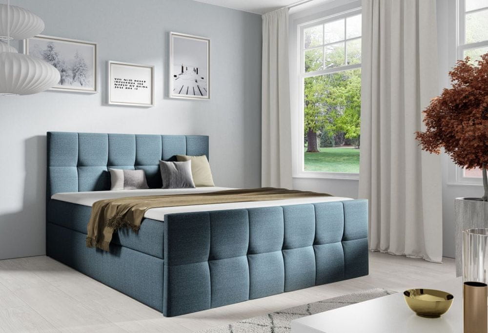 Veneti Manželská posteľ CHLOE - 160x200, modrá 2 + topper ZDARMA