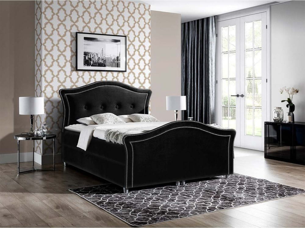 Veneti Kontinentálna manželská posteľ 180x200 VARIEL 2 - čierna + topper ZDARMA