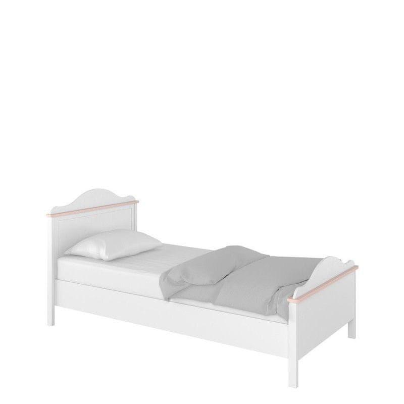 Veneti Detská posteľ s matracom a roštom 90x200 LEGUAN - biela / ružová