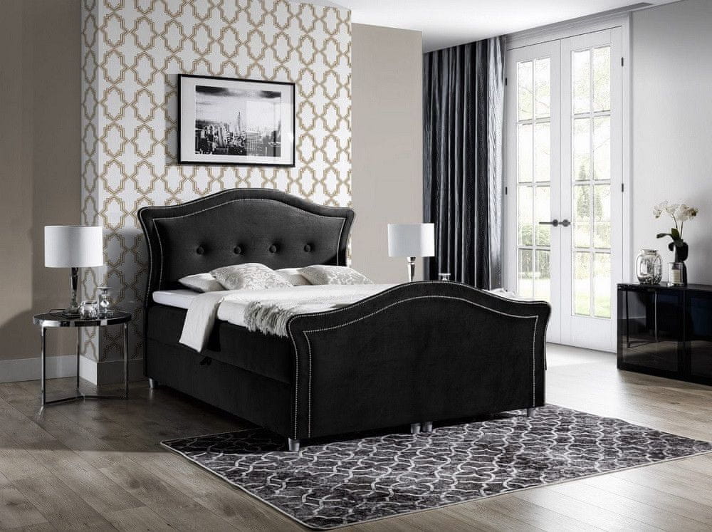 Veneti Kúzelná rustikálna posteľ Bradley Lux 200x200, čierna + TOPPER