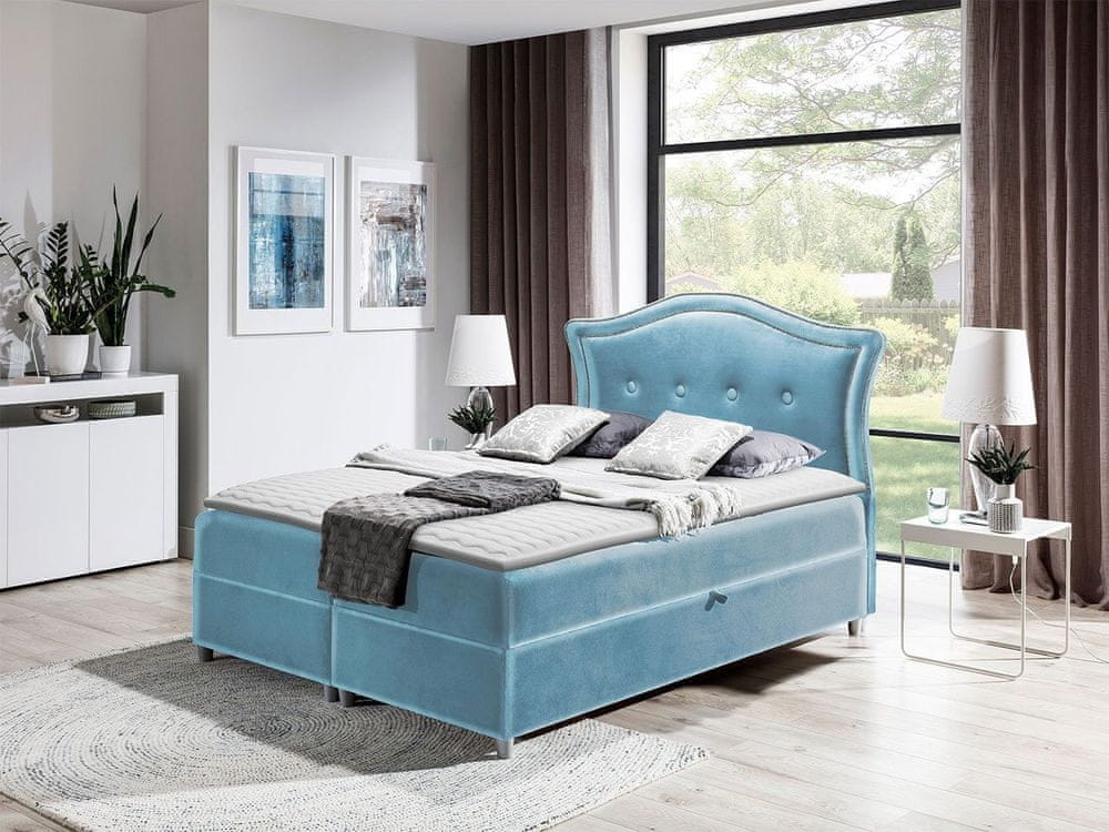 Veneti Kontinentálna jednolôžková posteľ 120x200 VARIEL 1 - svetlá modrá + topper ZDARMA