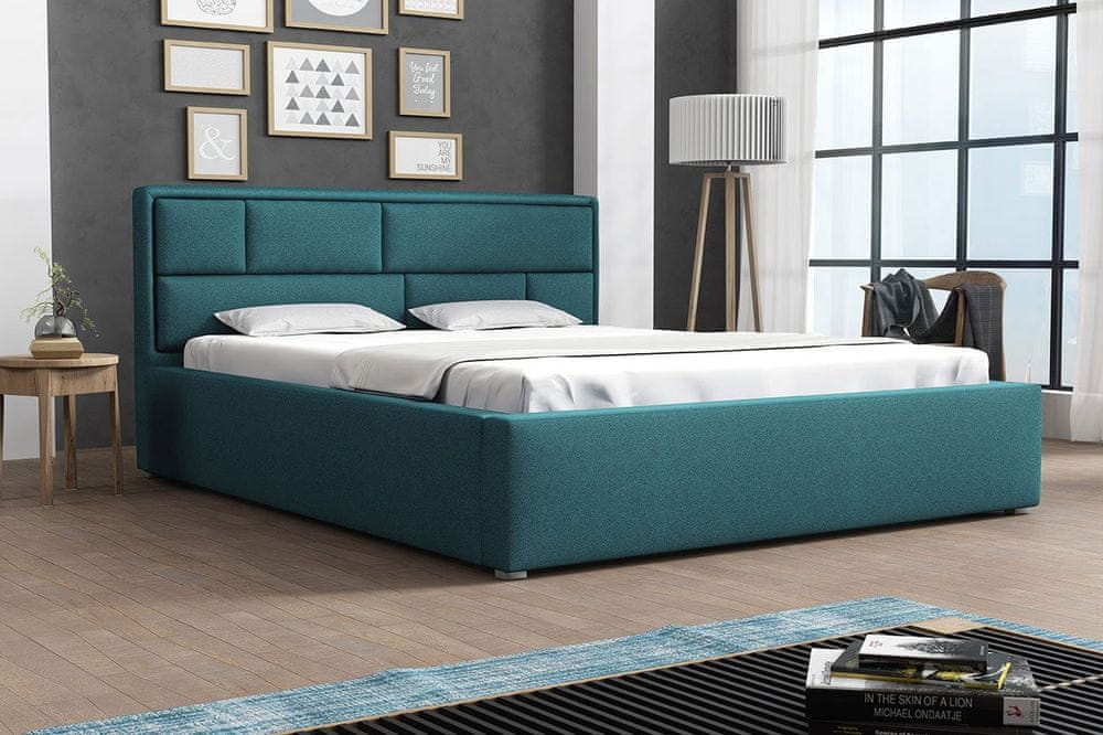Veneti Manželská posteľ s úložným priestorom a roštom 200x200 IVENDORF 2 - modrá
