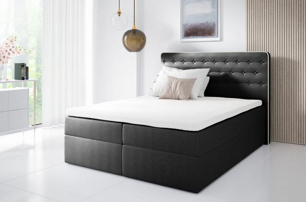 Veneti Kontinentálna posteľ 140x200 MARGITA - čierna + topper ZDARMA