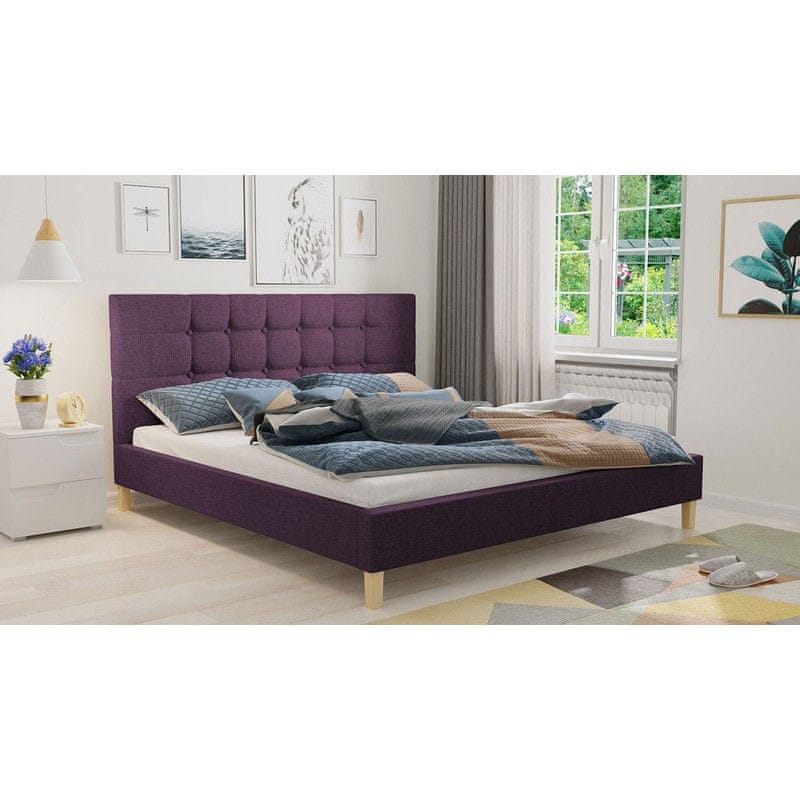 Veneti Čalúnená posteľ bez matraca 180x200 cm NEWARK - fialová