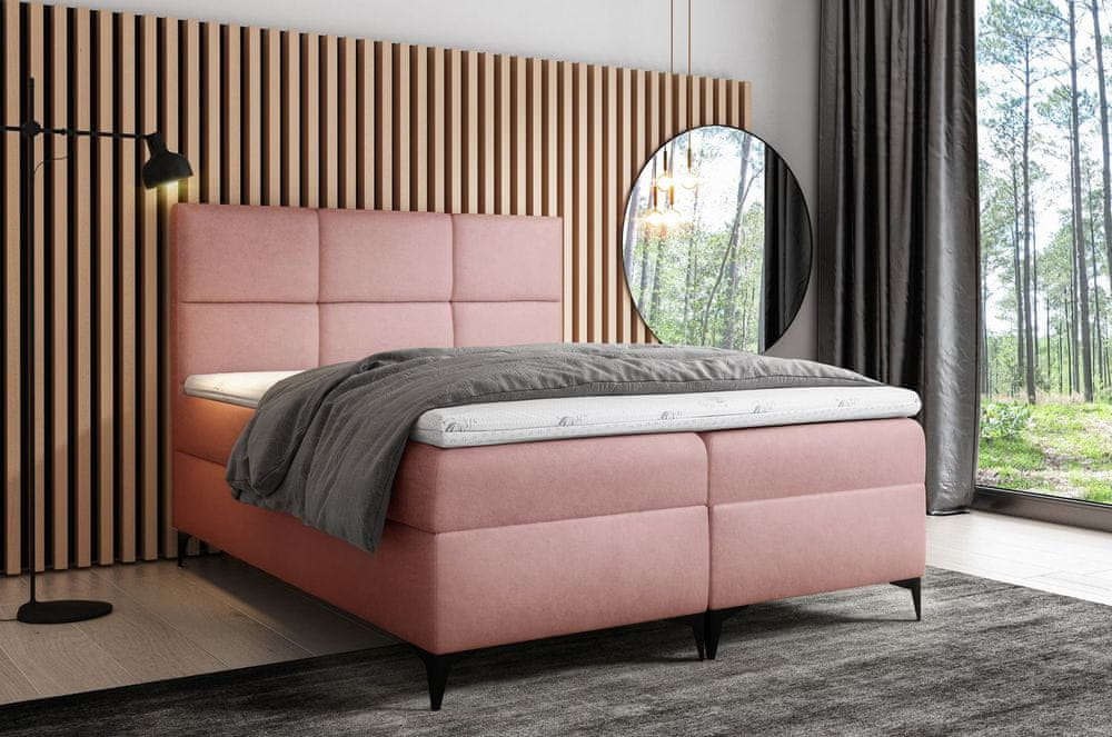 Veneti Dizajnová posteľ FIZA - 140x200, ružová + topper ZDARMA