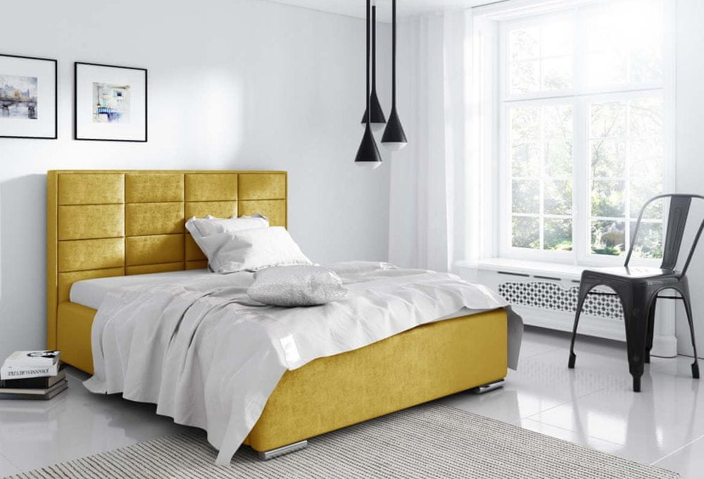 Veneti Elegantná manželská posteľ Caffara 160x200, žltá