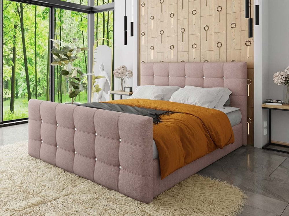 Veneti Americká manželská posteľ 180x200 TORNIO - ružová + topper ZDARMA