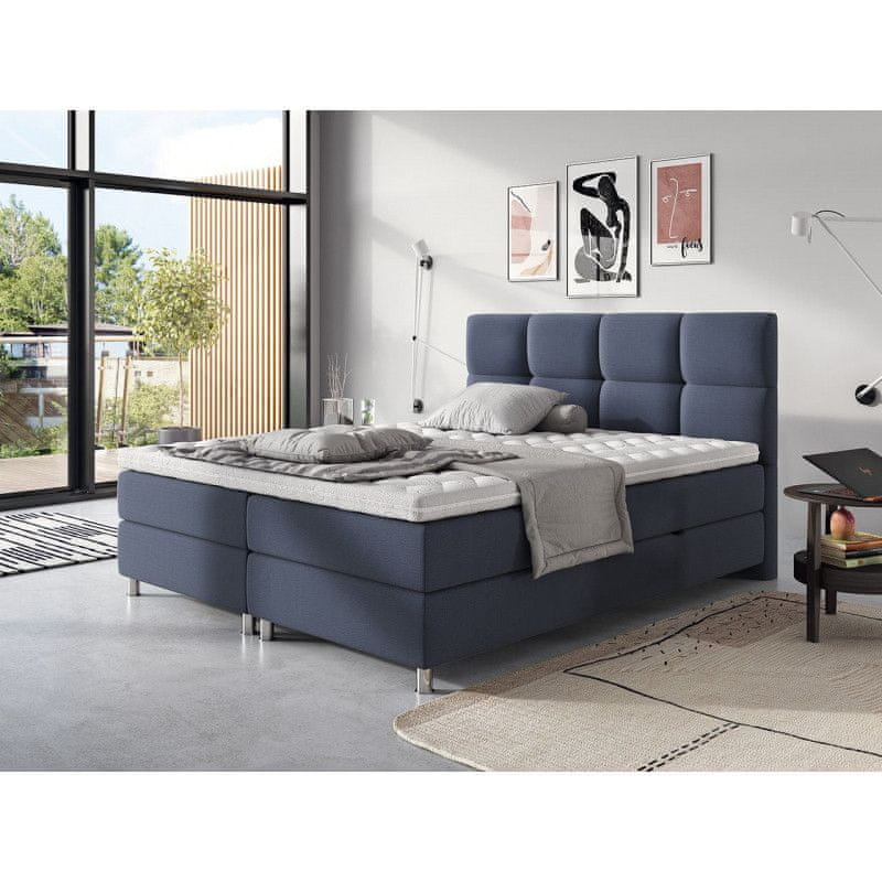 Veneti Boxspringová posteľ 160x200 CAMRIN - modrá 1 + topper ZDARMA