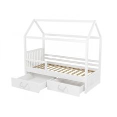 Veneti Detská posteľ domček so zábranou 90x200 NEBRA - biela