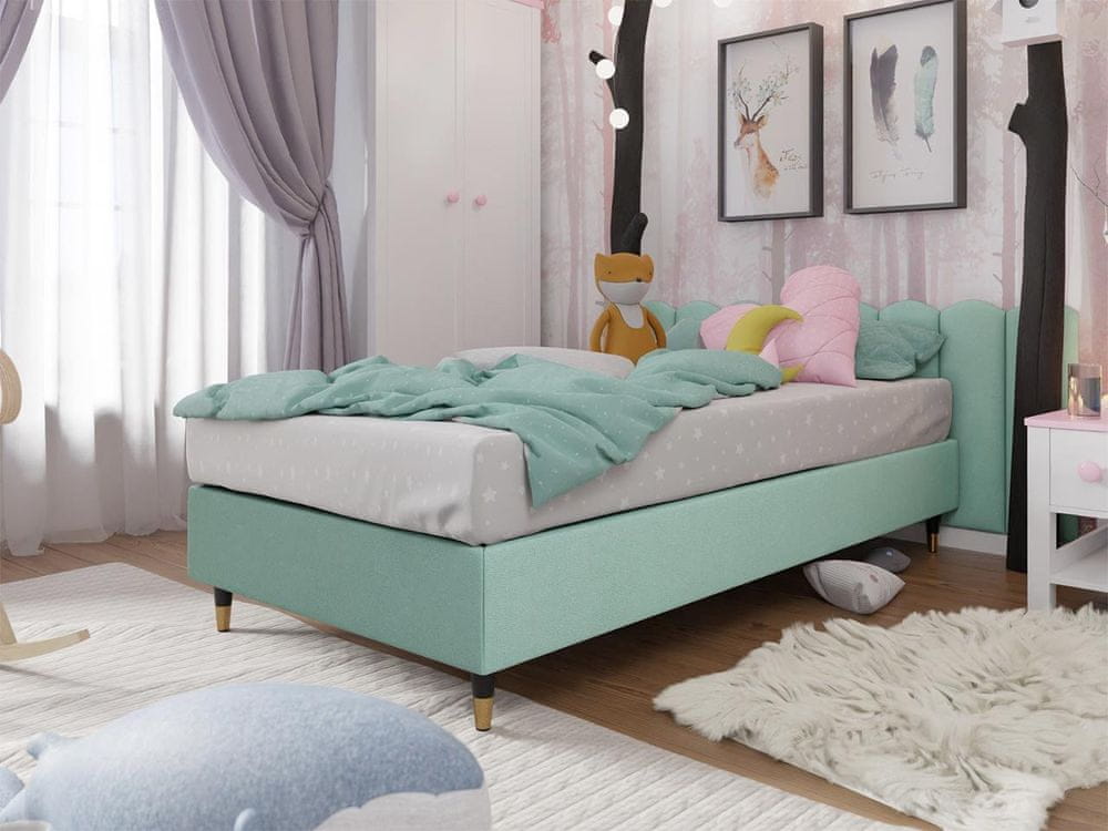 Veneti Jednolôžková čalúnená posteľ s matracom 90x200 NECHLIN 5 - mentolová