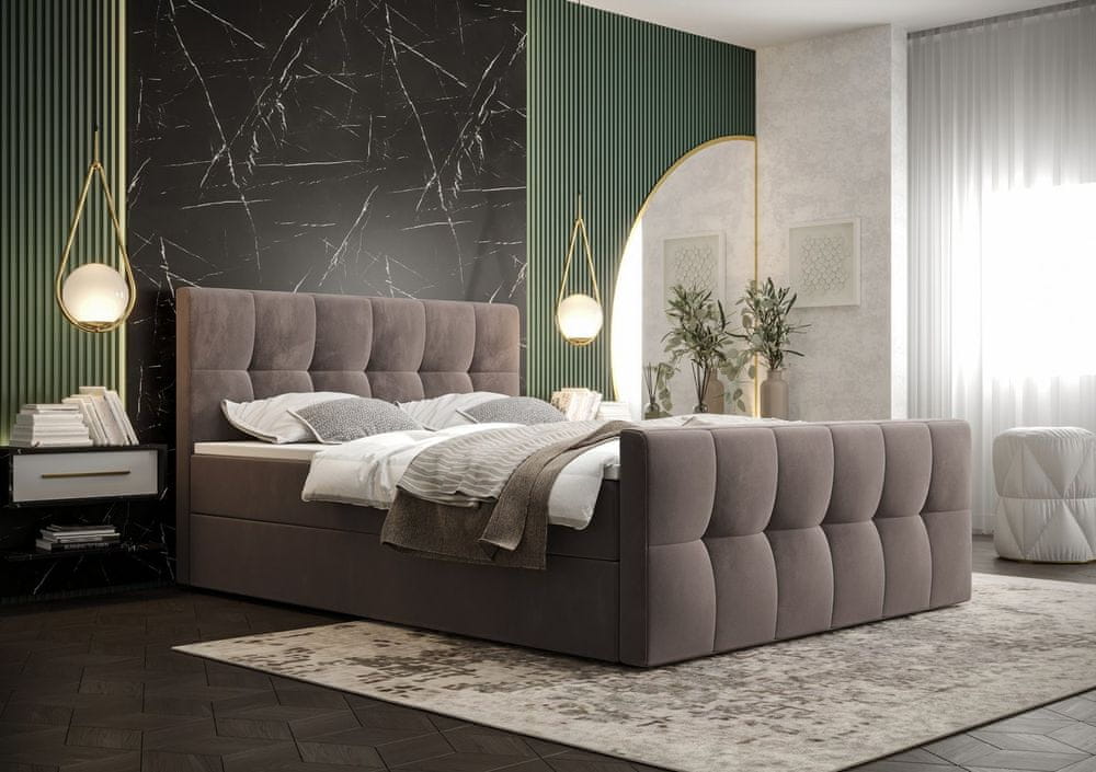 Veneti Elegantná manželská posteľ ELIONE - 140x200, tmavo hnedá