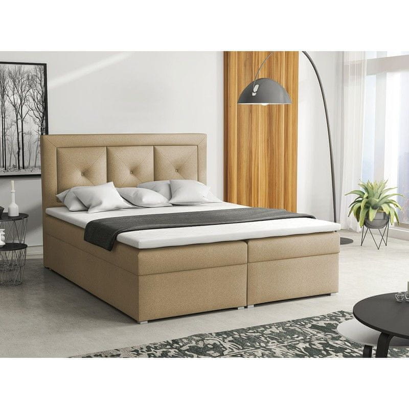Veneti Manželská kontinentálna posteľ 160x200 GOSTORF 2 - béžová + topper ZDARMA
