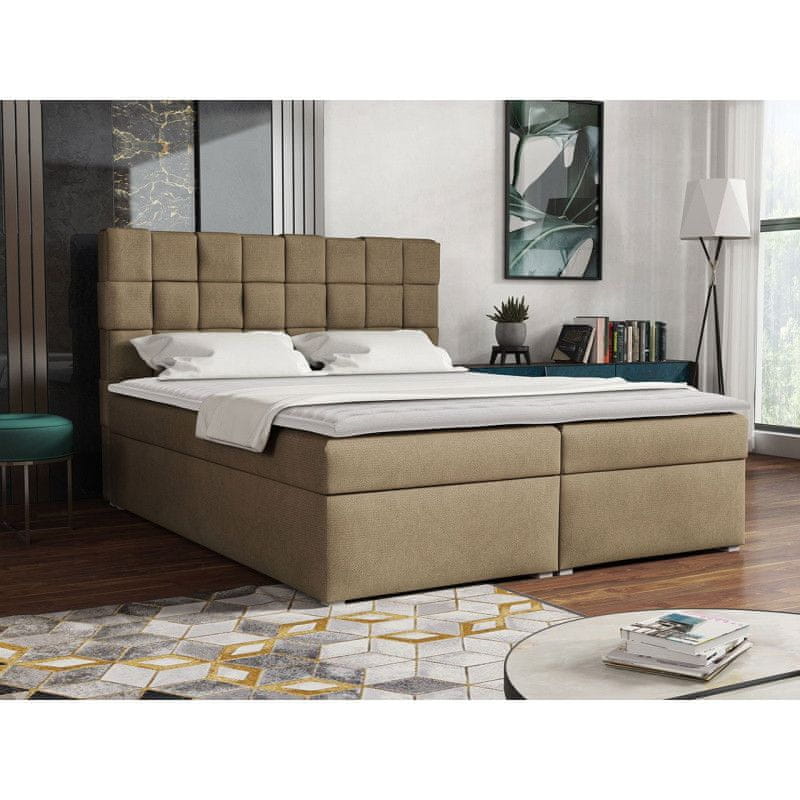 Veneti Kontinentálna manželská posteľ 180x200 WARNOW 1 - svetlá hnedá + topper ZDARMA