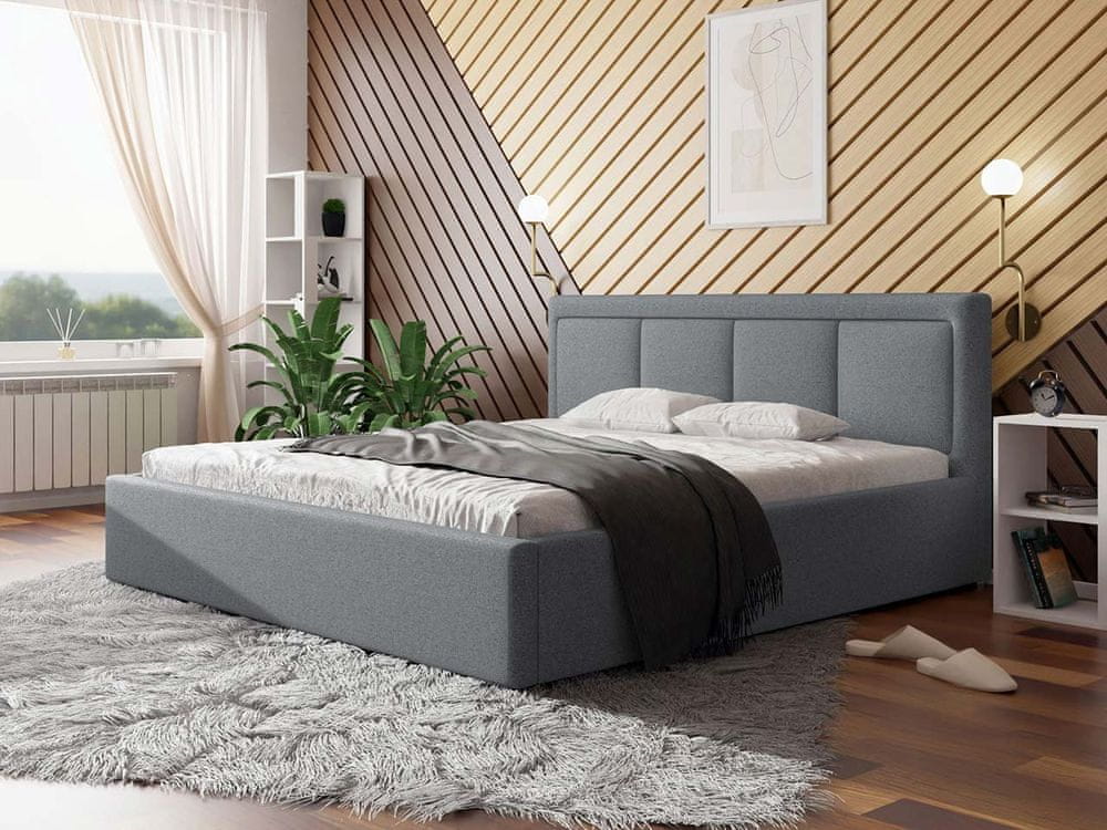 Veneti Manželská posteľ s roštom 180x200 GOSTORF 3 - svetlá šedá