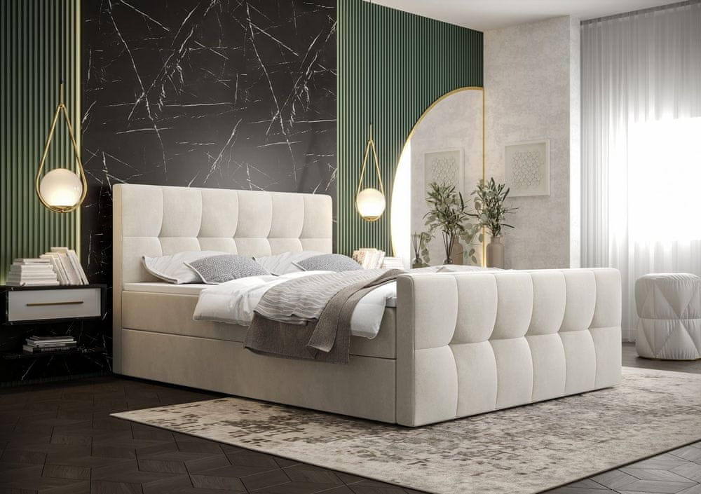Veneti Elegantná manželská posteľ ELIONE - 180x200, béžová