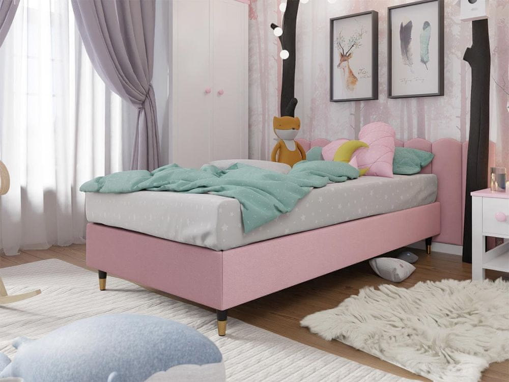 Veneti Jednolôžková čalúnená posteľ s matracom 90x200 NECHLIN 5 - ružová