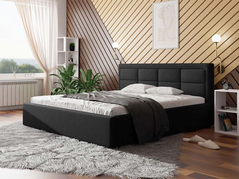Veneti Manželská posteľ s roštom 180x200 PALIGEN 2 - čierna