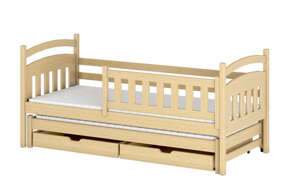 Veneti Detská posteľ s prístelkou 90x190 GABINA - borovica