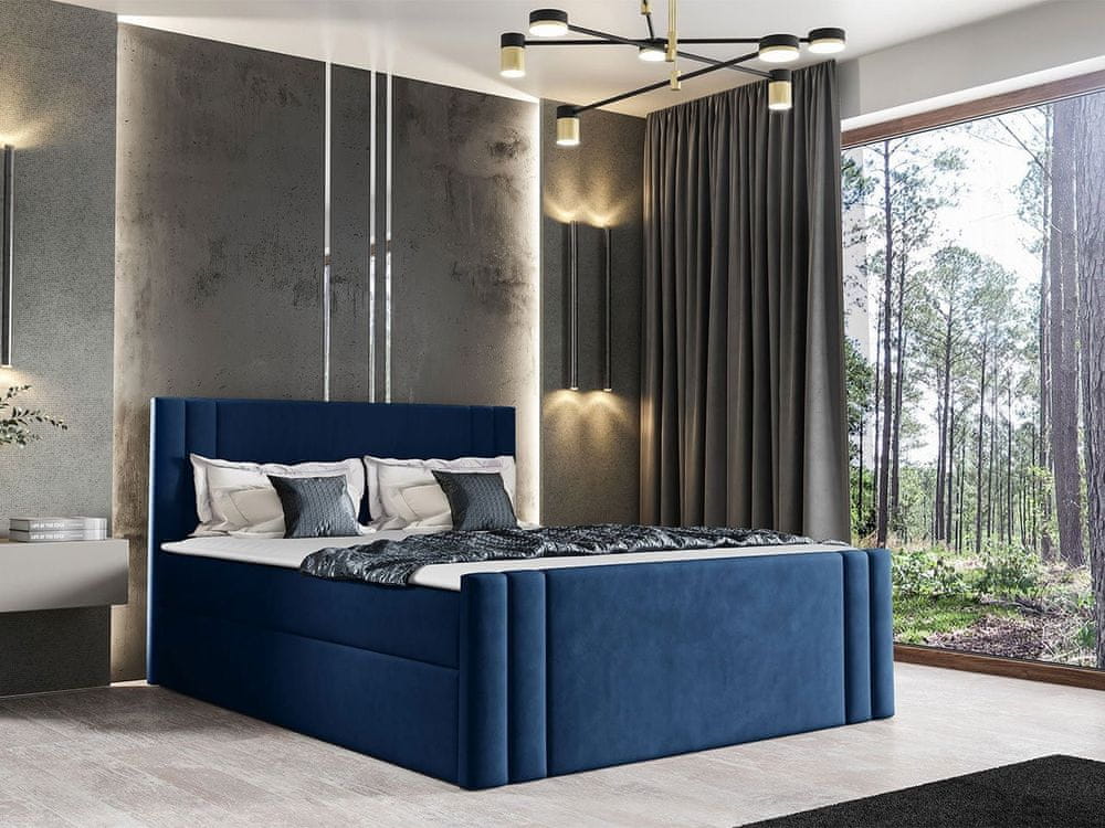 Veneti Americká jednolôžková posteľ 120x200 VITORIA - modrá + topper ZDARMA