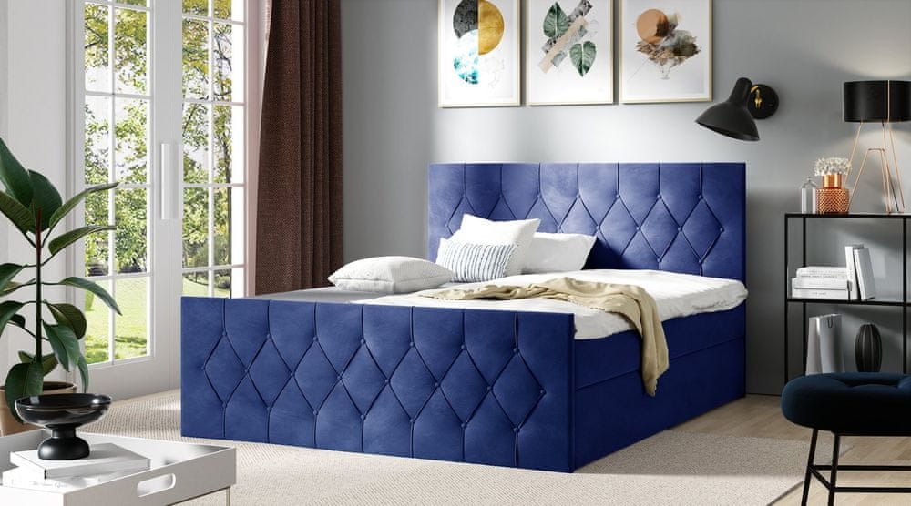 Veneti Čalúnená posteľ TIBOR LUX - 180x200, modrá + topper ZDARMA