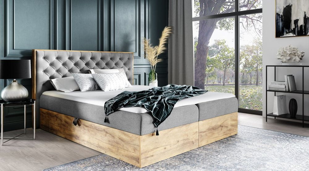 Veneti Boxspringová posteľ CHANTELLE 3 - 160x200, šedá + topper ZDARMA