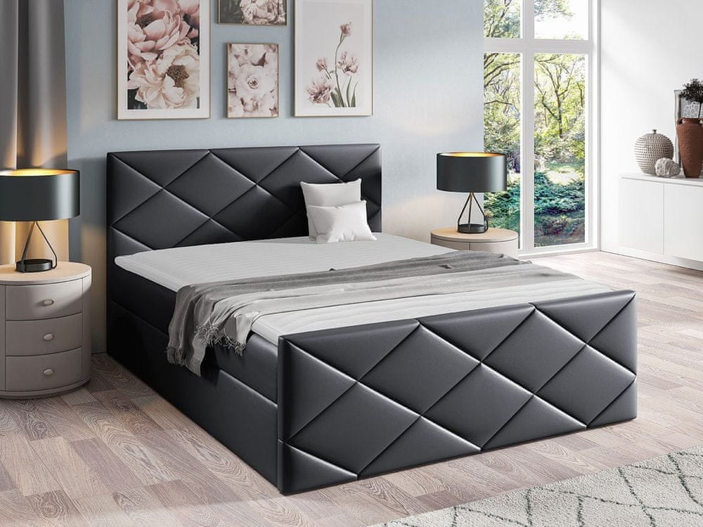 Veneti Kontinentálna manželská posteľ 160x200 MATIA - šedá ekokoža 2 + topper ZDARMA