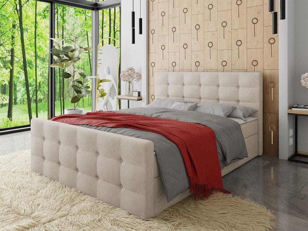 Veneti Americká čalúnená manželská posteľ 180x200 RANON 1 - béžová + topper ZDARMA
