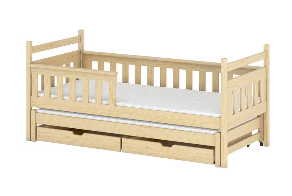 Veneti Detská posteľ s prístelkou 90x190 MATYLDA - borovica