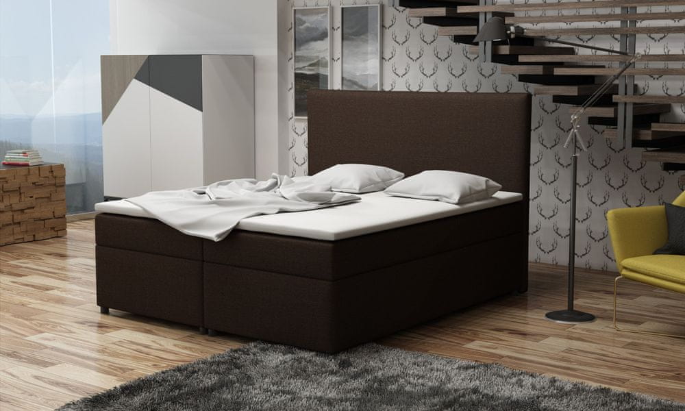 Veneti Boxspringová posteľ 180x200 s nožičkami 5 cm MIRKA - hnedá