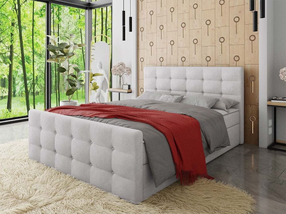 Veneti Americká čalúnená manželská posteľ 140x200 RANON 1 - svetlá šedá + topper ZDARMA