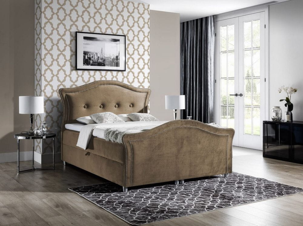 Veneti Kúzelná rustikálna posteľ Bradley Lux 160x200, svetlo hnedá + TOPPER