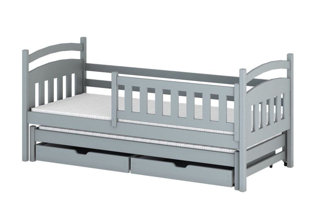 Veneti Detská posteľ pre 2 so zásuvkami GABINA - 80x160, šedá