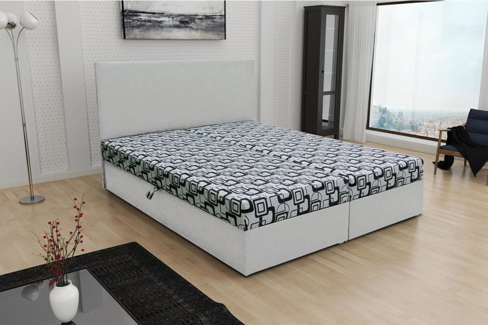 Veneti Odolná čalúnená posteľ s úložným priestorom DANIELA 160x200, biela + šedá