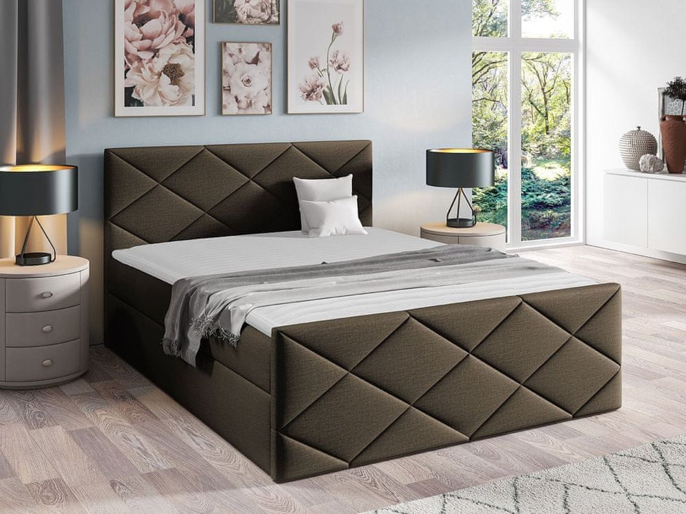 Veneti Kontinentálna jednolôžková posteľ 120x200 MATIA - hnedá 2 + topper ZDARMA
