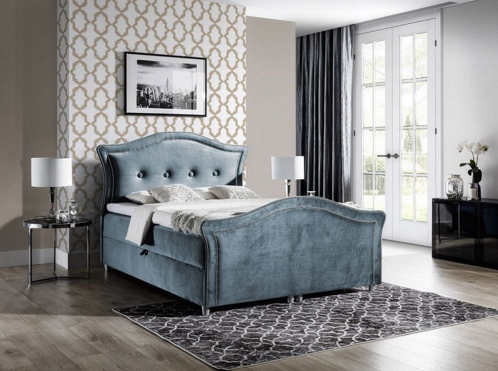 Veneti Kúzelná rustikálna posteľ Bradley Lux 160x200, šedomodrá