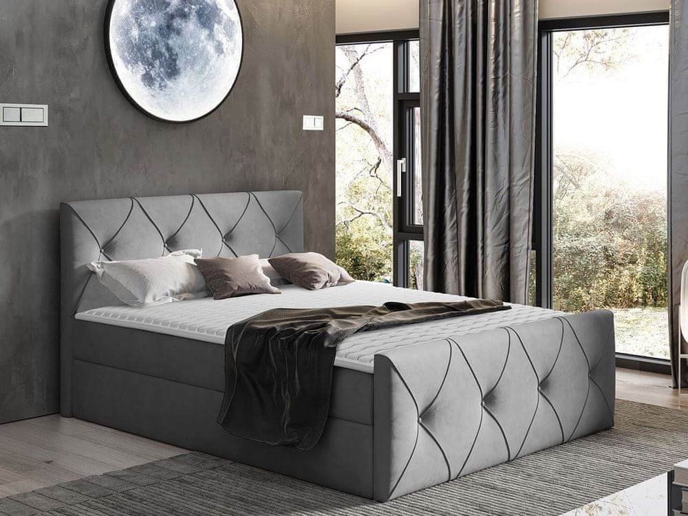Veneti Kontinentálna manželská posteľ 180x200 LITZY 2 - svetlá šedá + topper ZDARMA